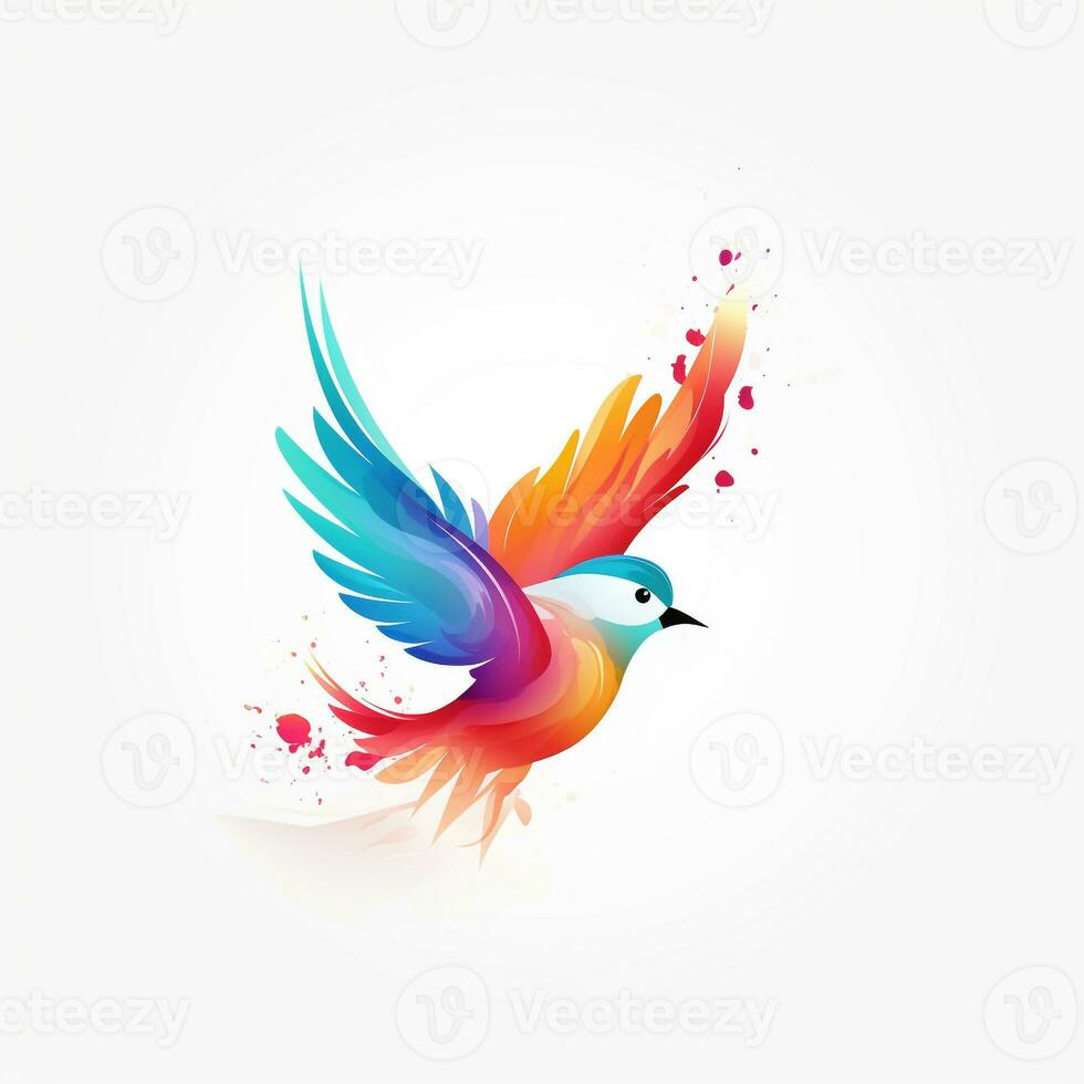 AI generated watercolor bird logo. Generative AI photo