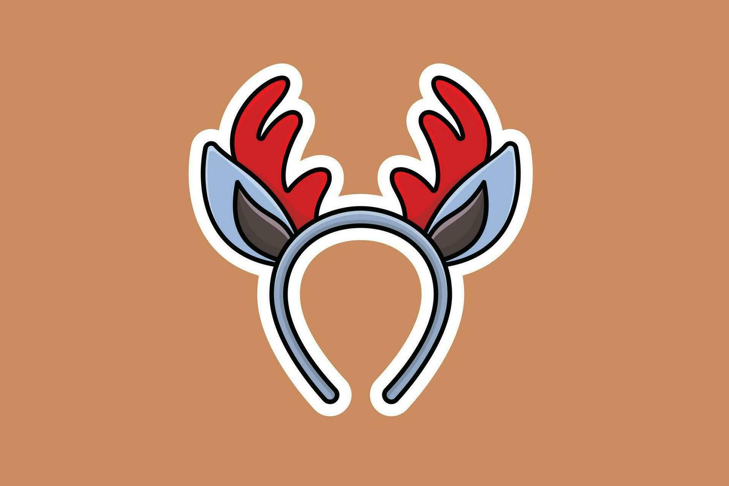 Christmas Reindeer Headband Sticker vector illustration. Winter holiday objects icon concept. Christmas girls headband sticker design logo with shadow.