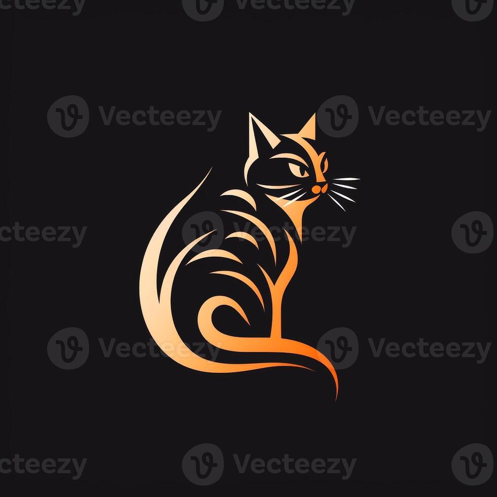 AI generated sketchy cat logo. Generative AI photo