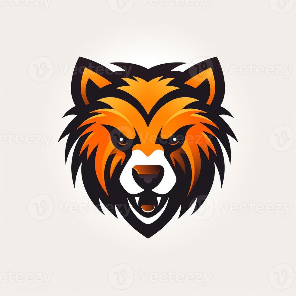 AI generated illustrative logo of a bear head. Generative AI photo