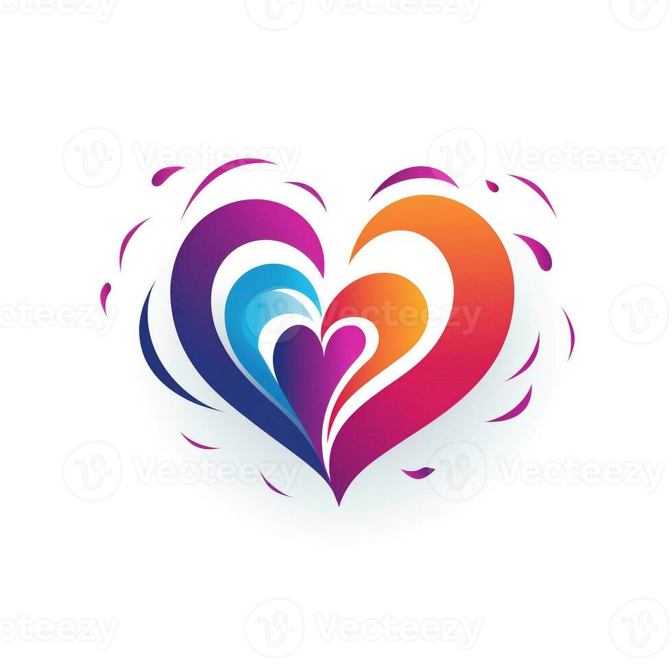 AI generated illustrative logo of a heart. Generative AI photo