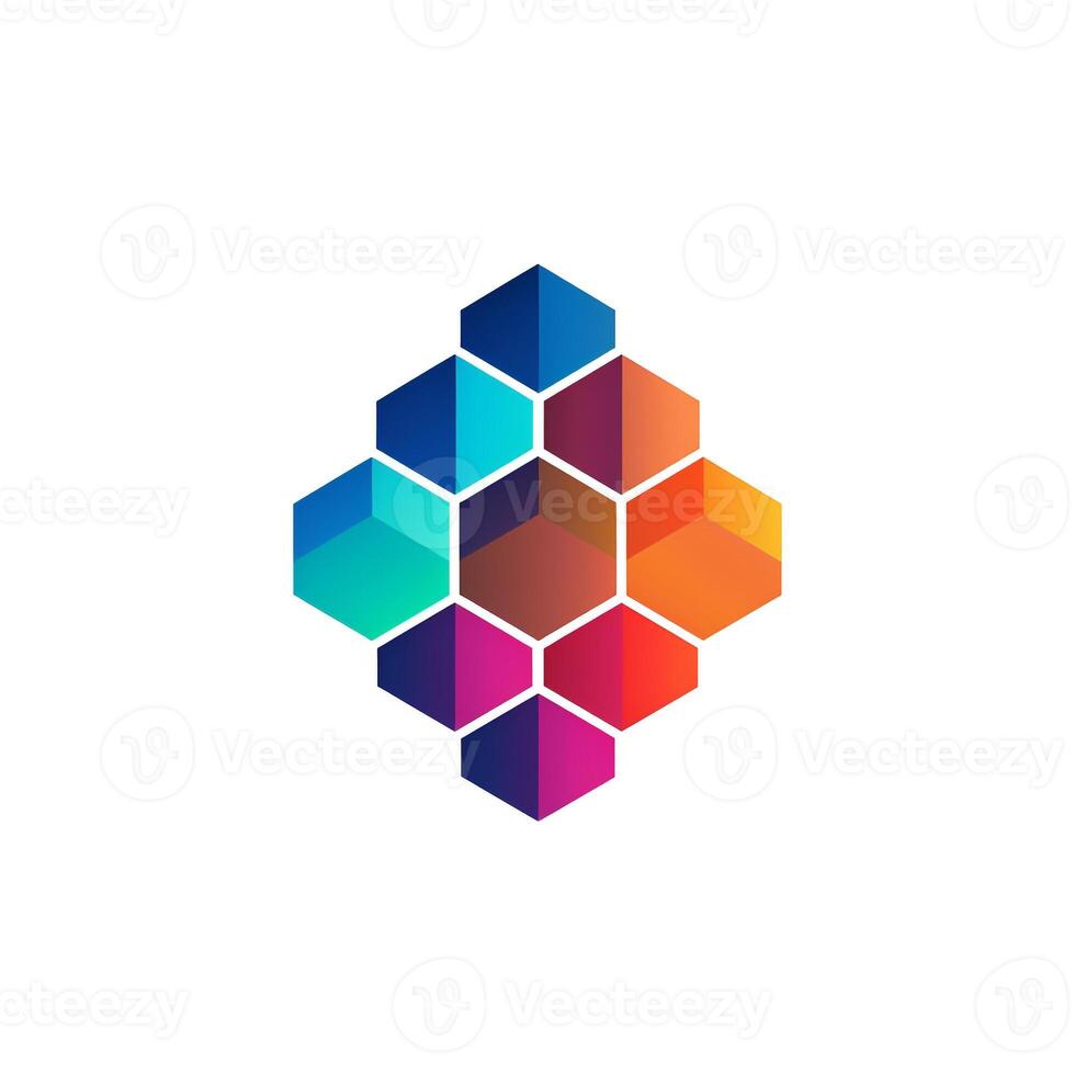 AI generated illustrative logo of a hexagon. Generative AI photo