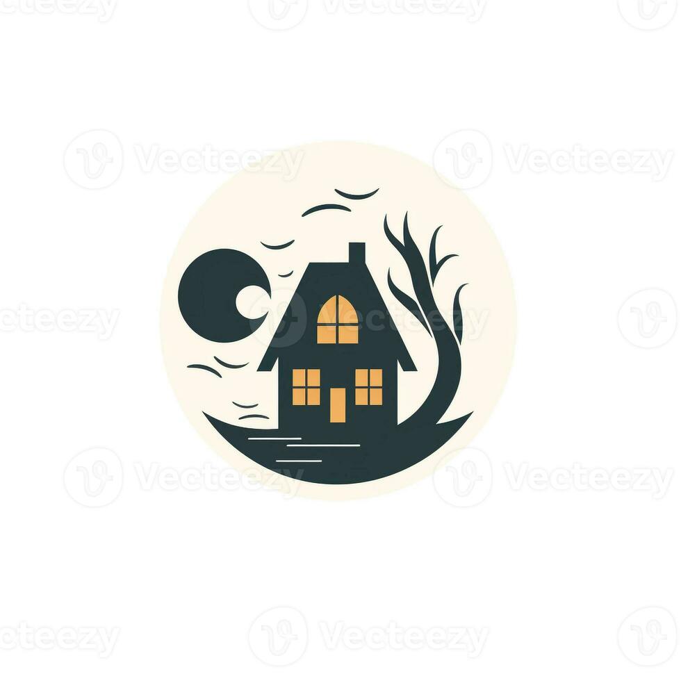 AI generated illustrative logo of a house. Generative AI photo