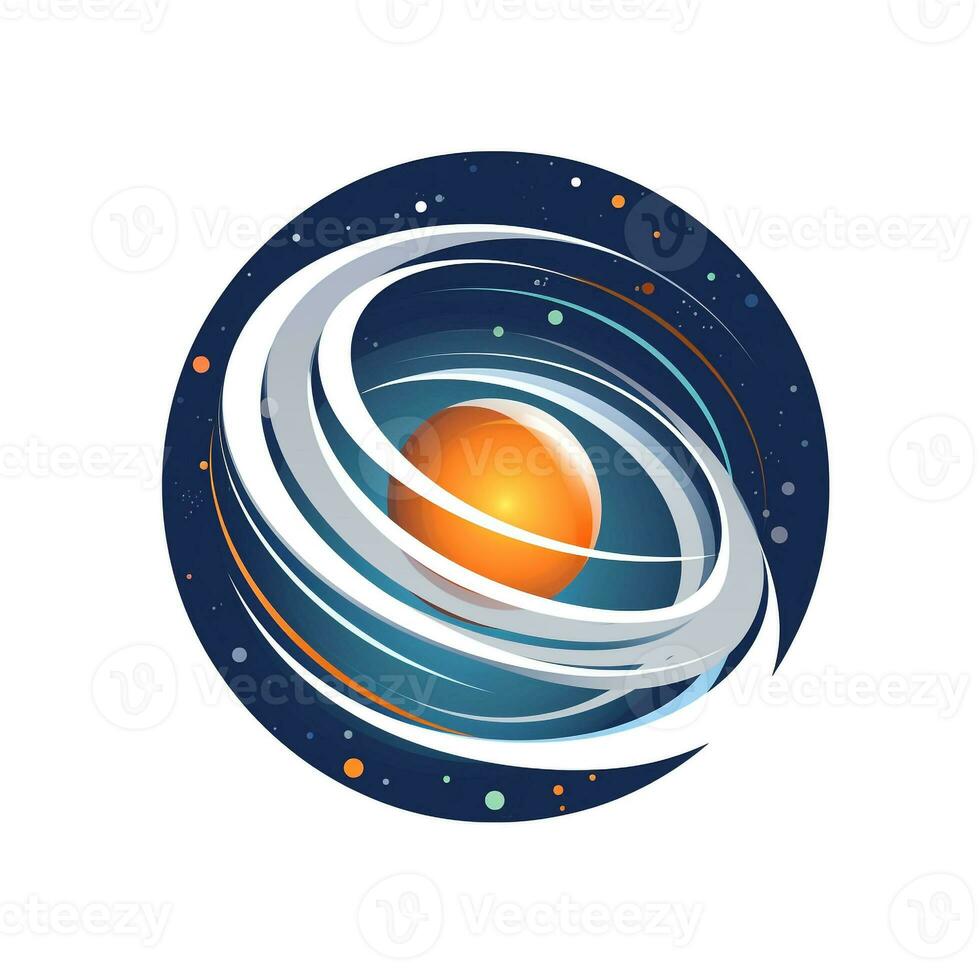 AI generated illustrative logo of a galaxy. Generative AI photo