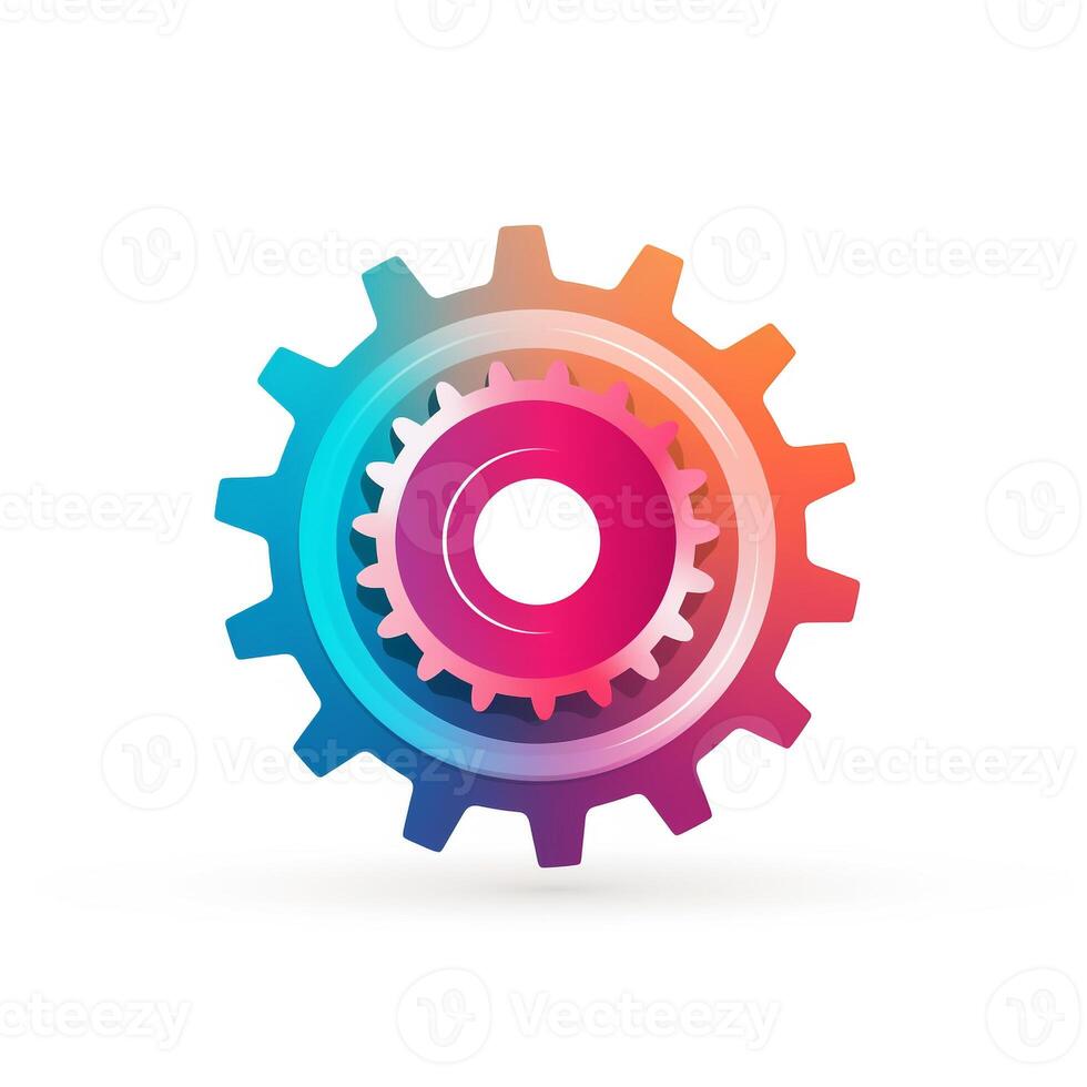 AI generated illustrative logo of a gear. Generative AI photo