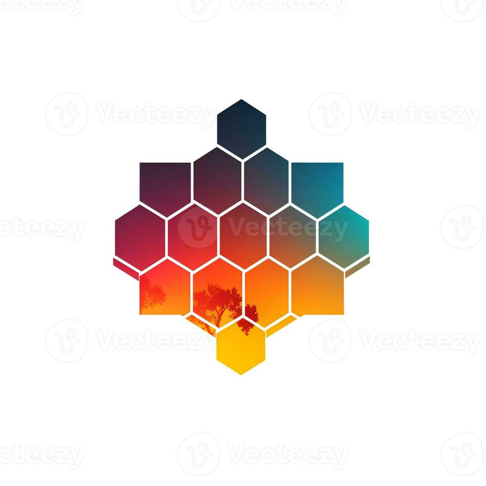 AI generated illustrative logo of a hexagon. Generative AI photo