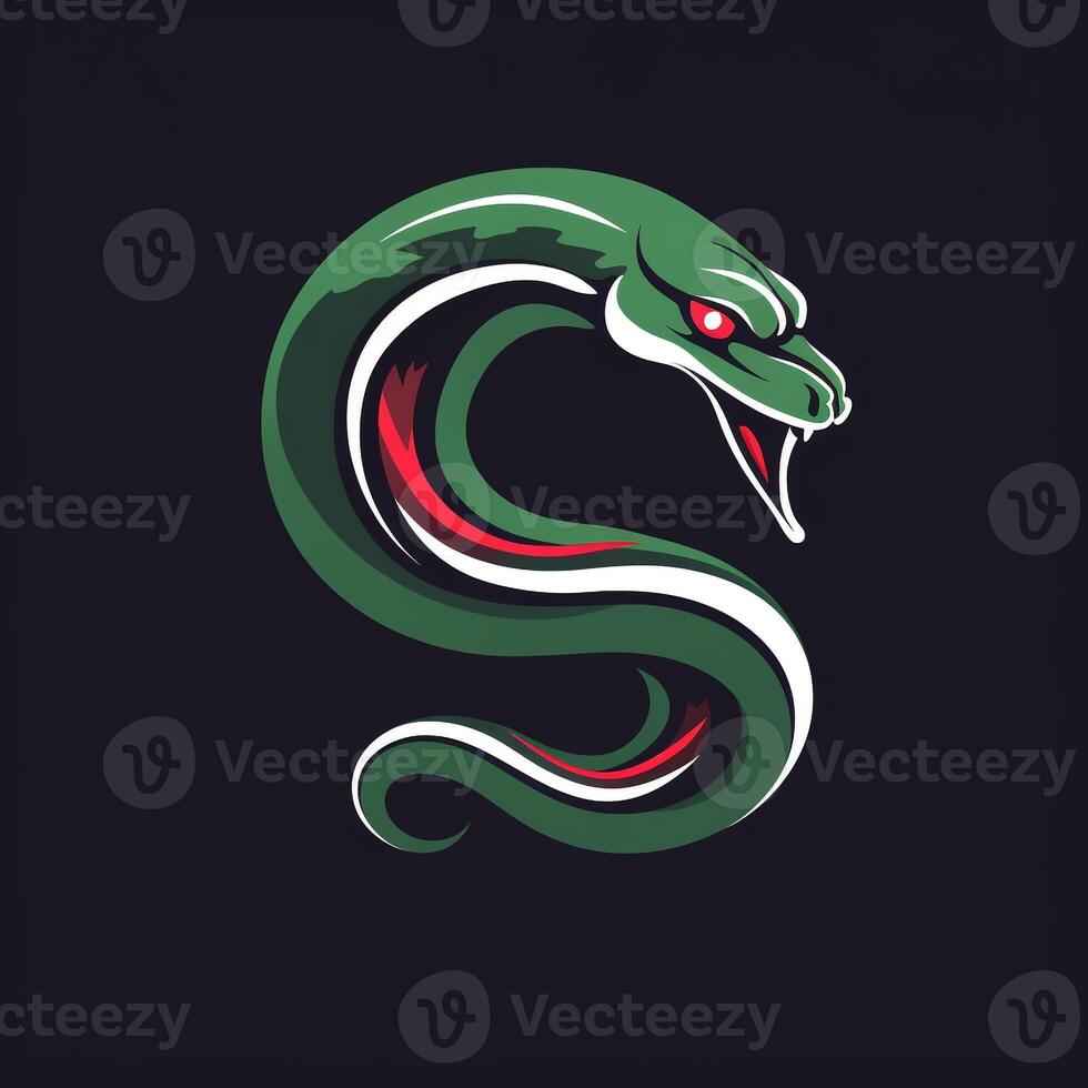 AI generated illustrative logo of a snake. Generative AI photo