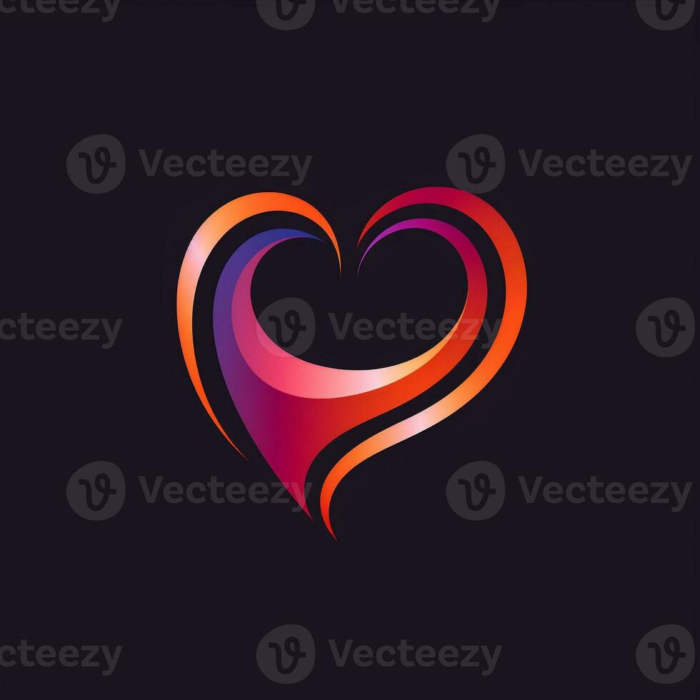 AI generated illustrative logo of a heart. Generative AI photo