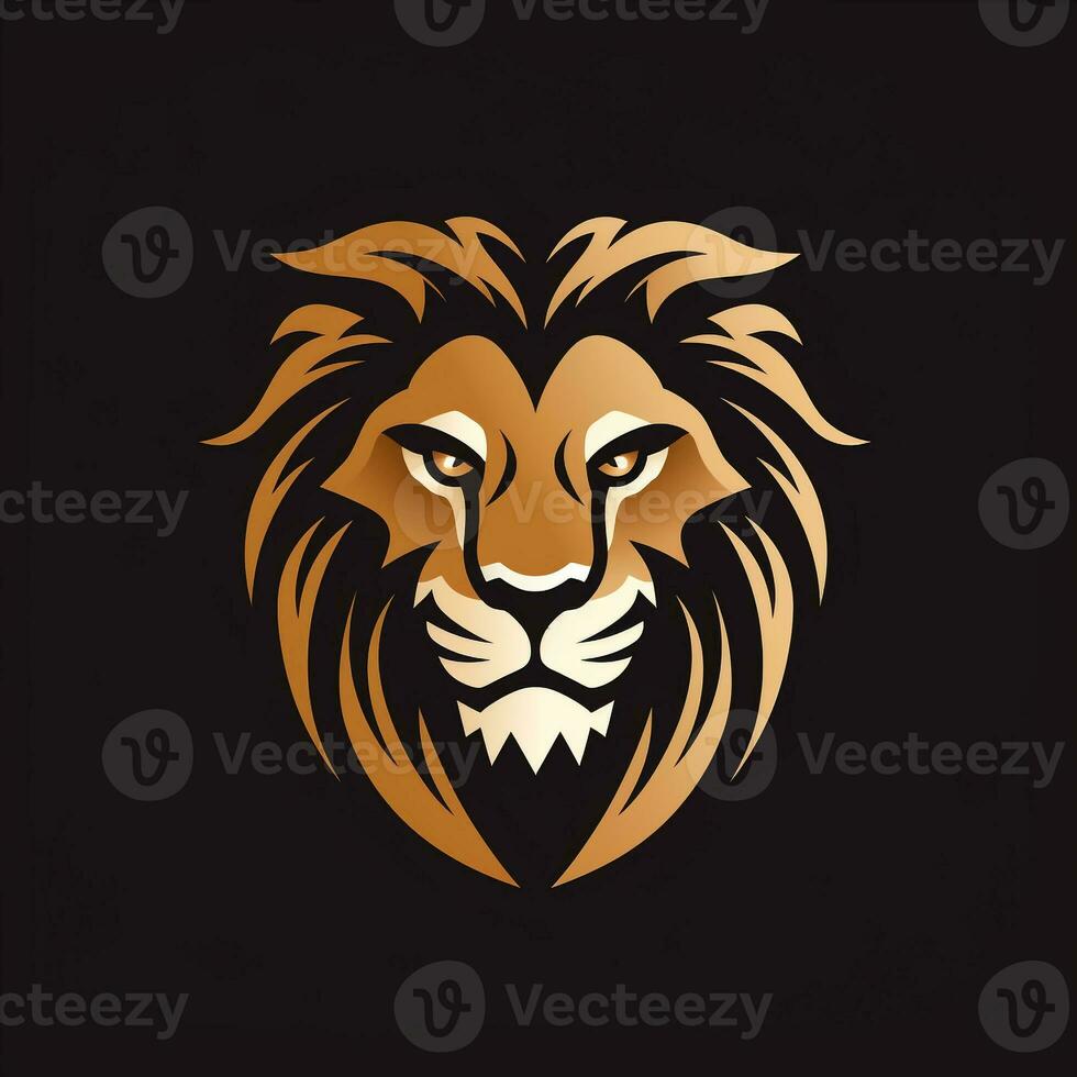 AI generated illustrative logo of a lion head. Generative AI photo