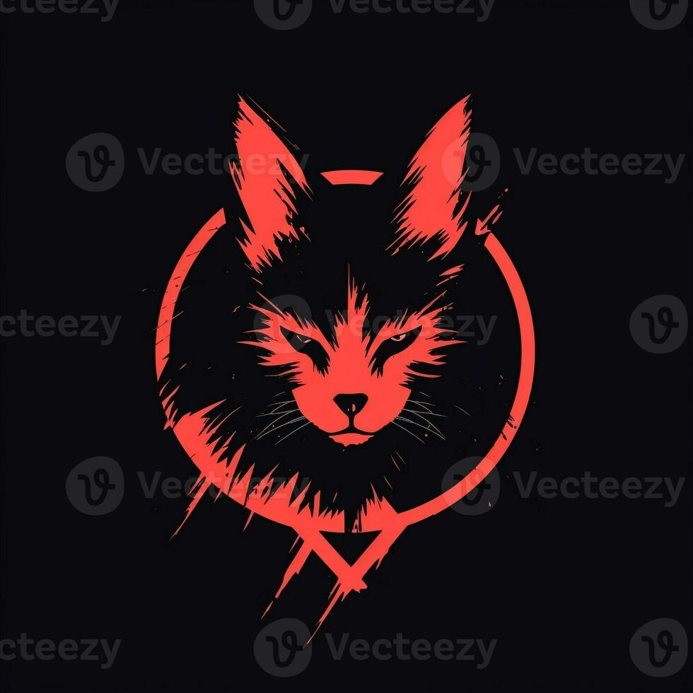 AI generated grunge cat logo. Generative AI photo