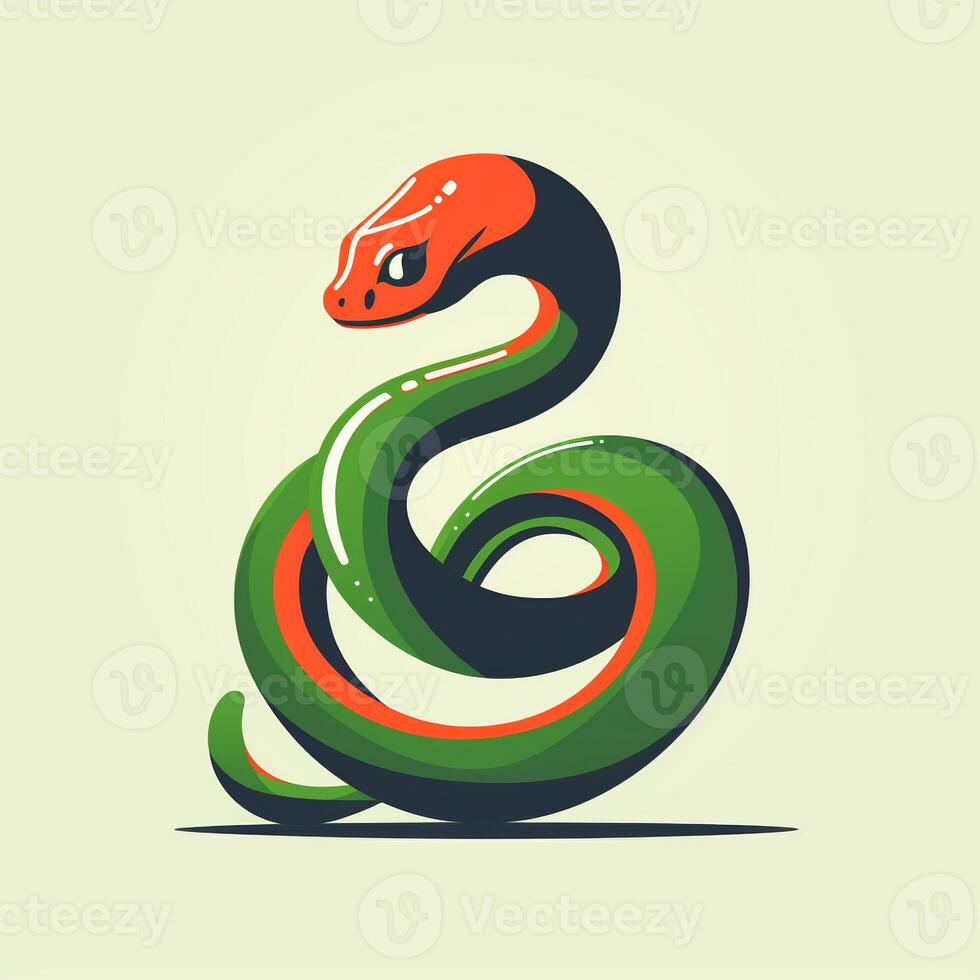 AI generated illustrative logo of a snake. Generative AI photo