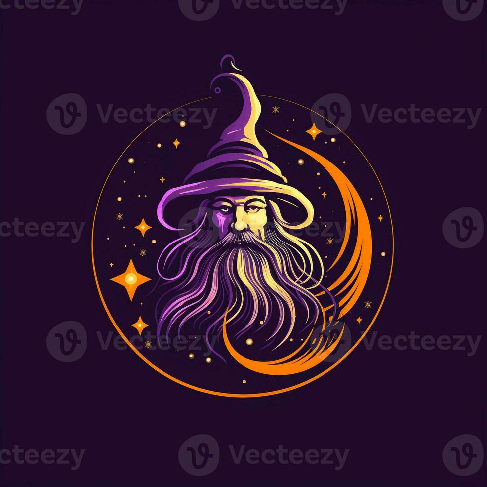 AI generated fancy logo of a wizard. Generative AI photo