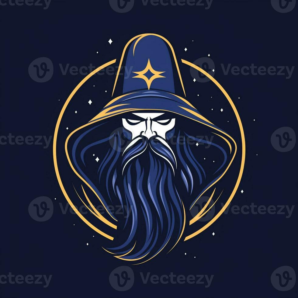 AI generated fancy logo of a wizard. Generative AI photo