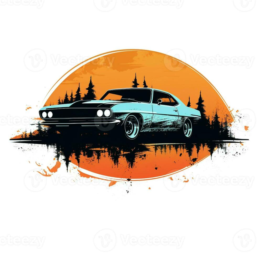 AI generated grunge car logo. Generative AI photo