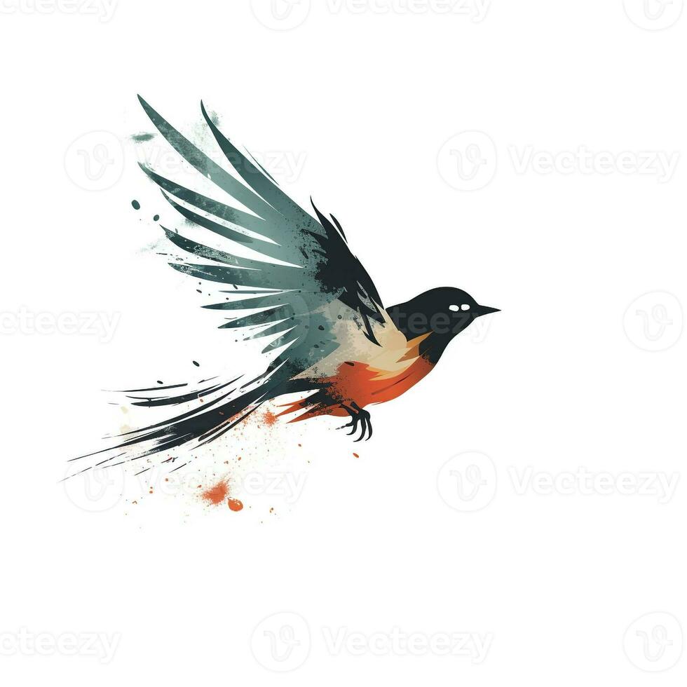 AI generated grunge bird logo. Generative AI photo