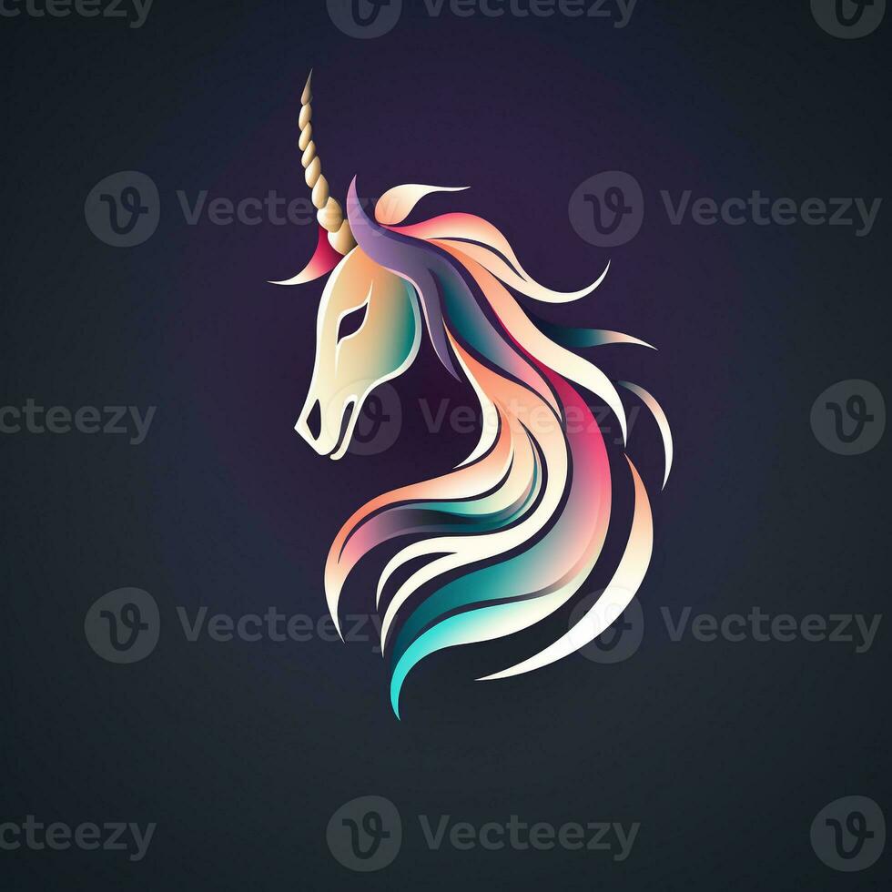AI generated fancy unicorn logo. Generative AI photo
