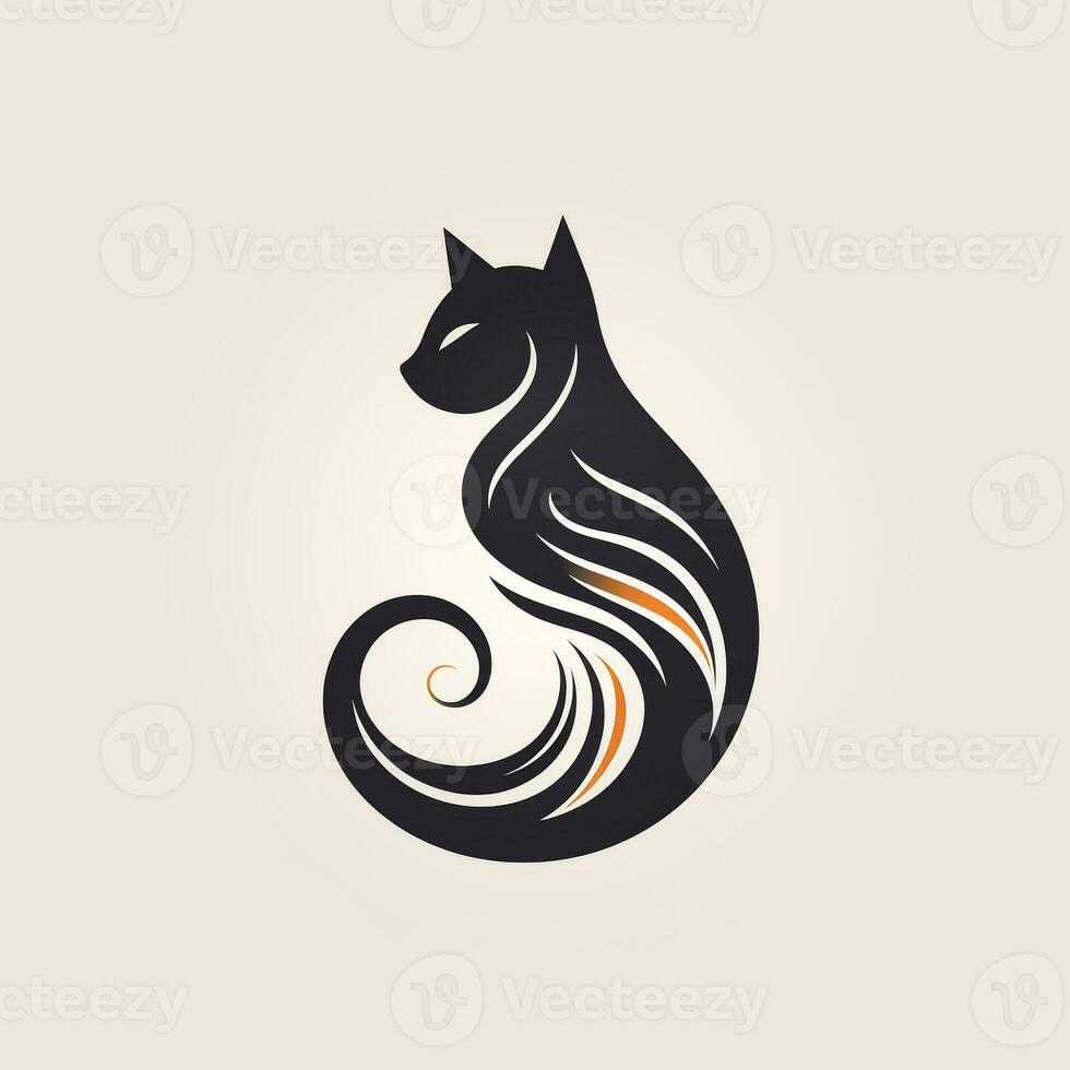 AI generated fancy cat logo. Generative AI photo