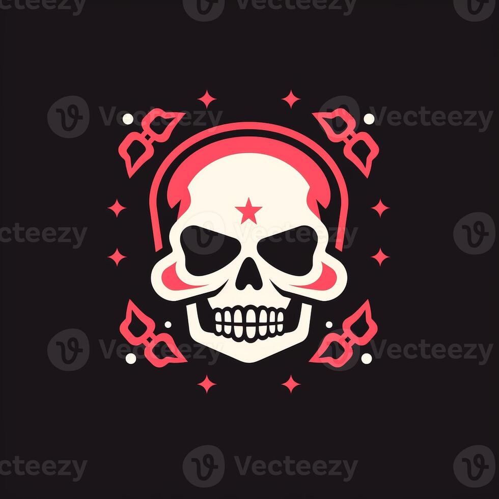 AI generated Emblem logo of a skull. Generative AI photo