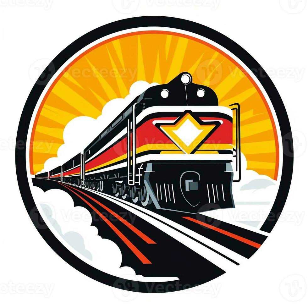 AI generated Emblem logo of a train. Generative AI photo