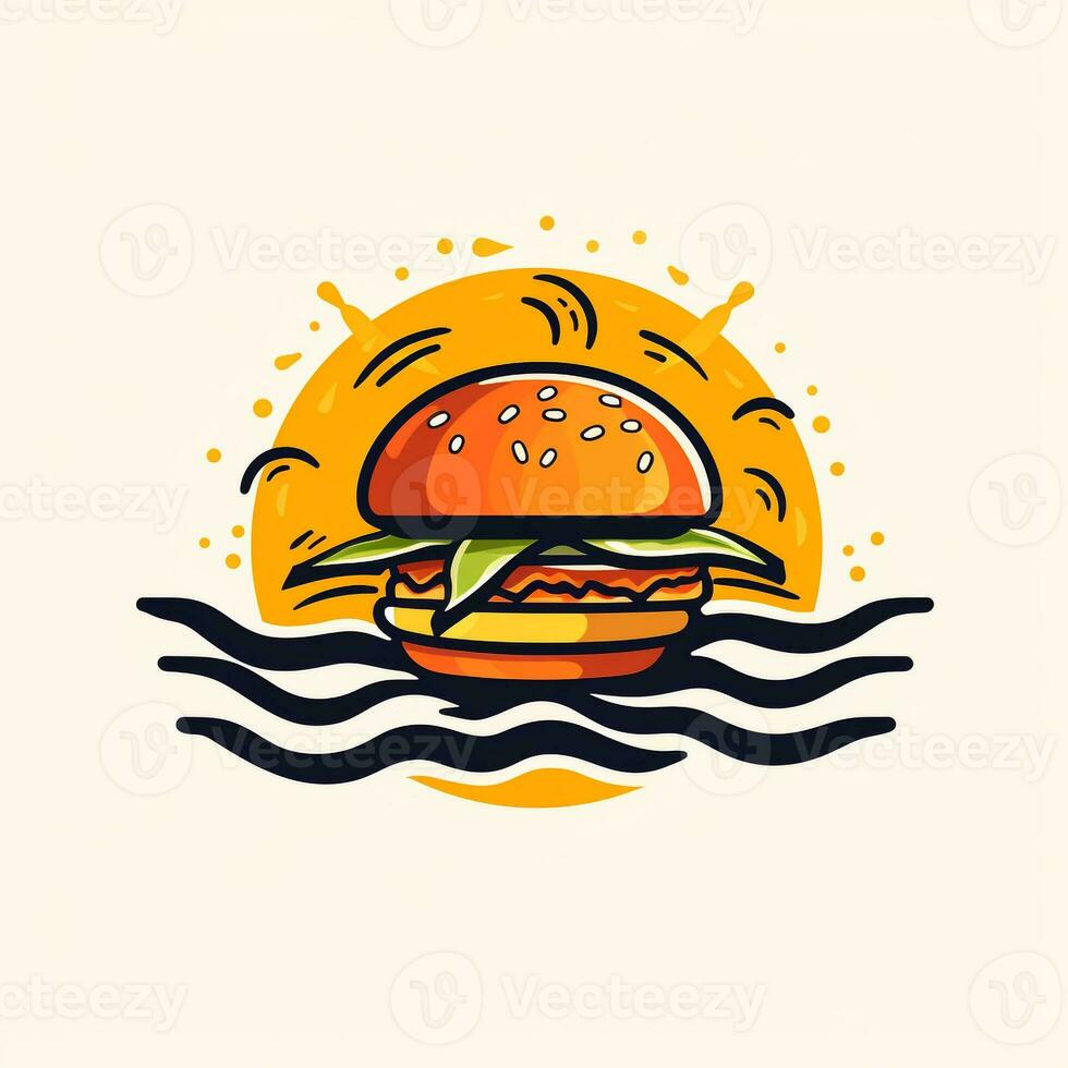 AI generated fancy logo of a burger. Generative AI photo