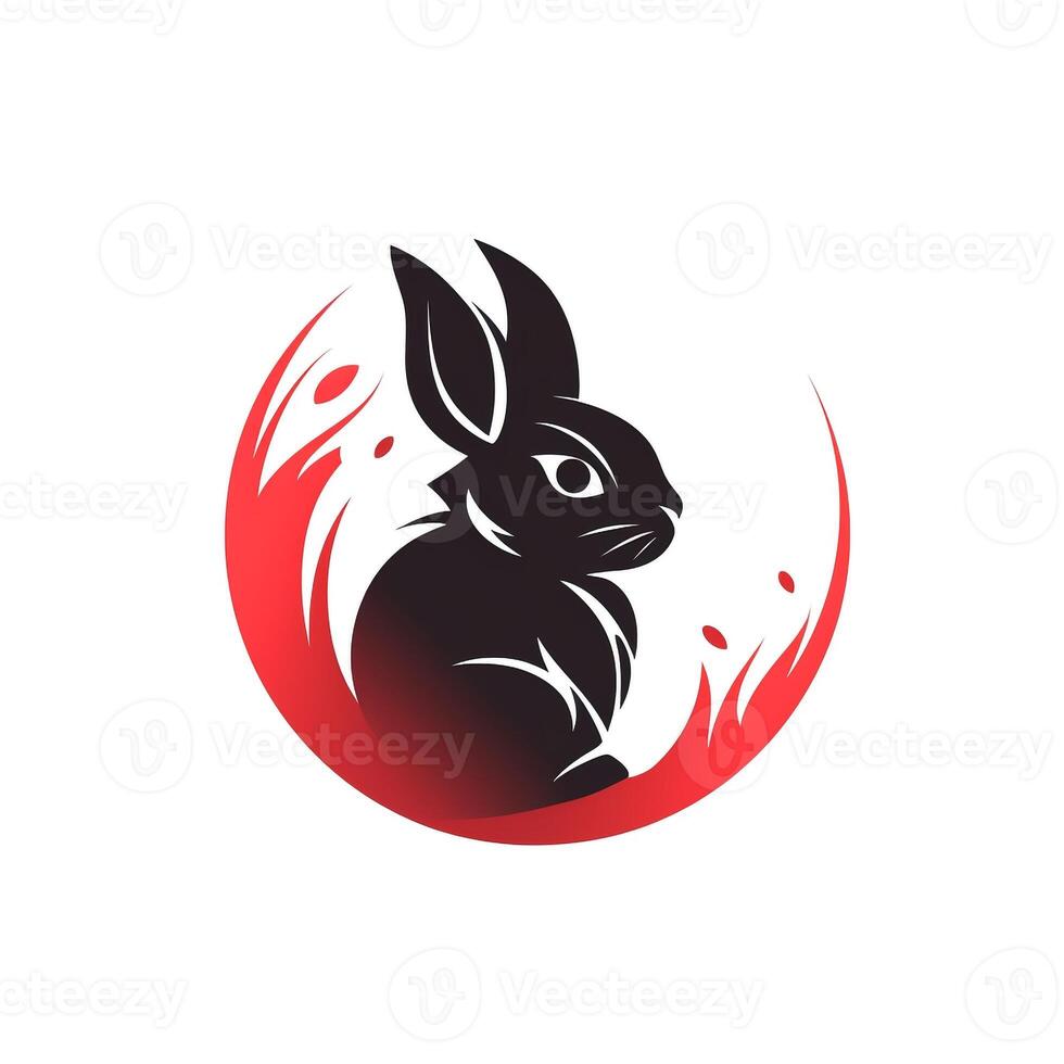 AI generated Emblem logo of a rabbit. Generative AI photo