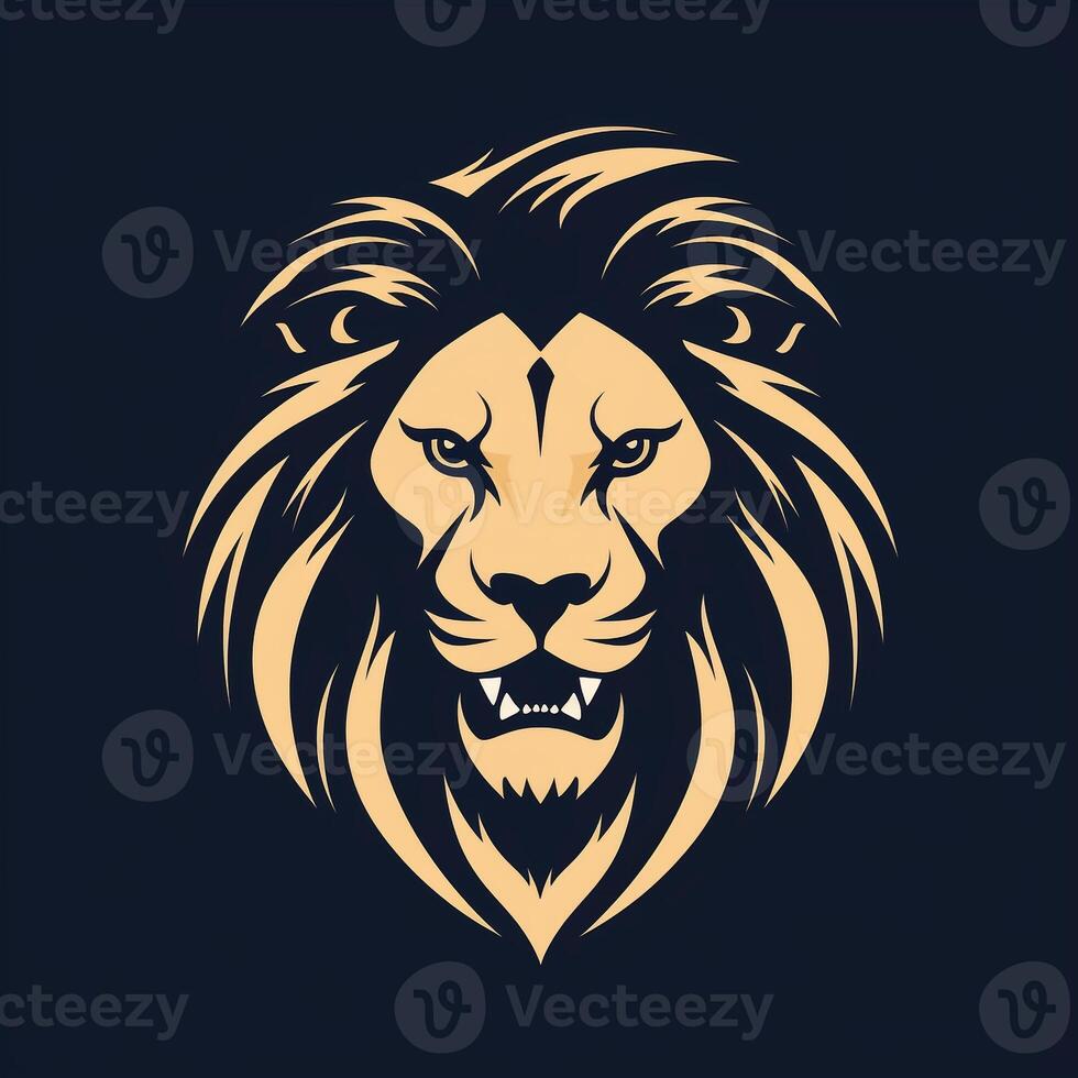 AI generated fancy lion head logo. Generative AI photo