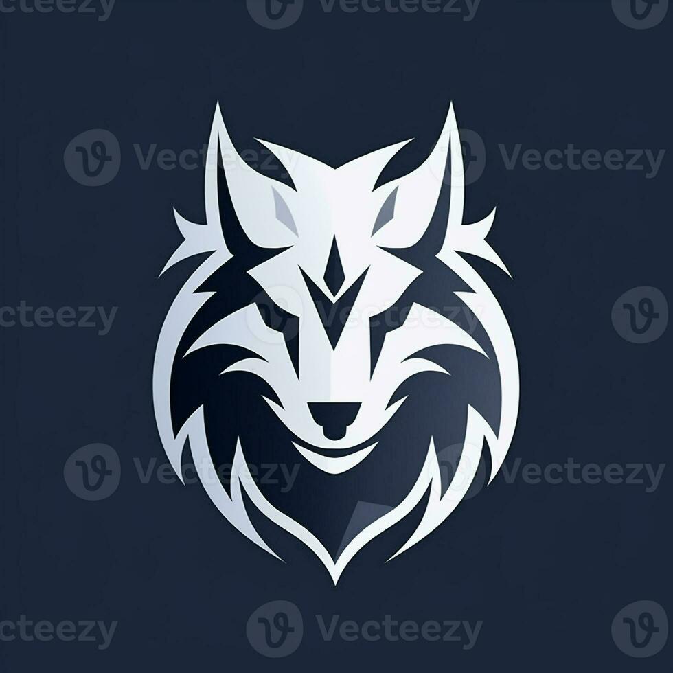 AI generated Emblem logo of a wolf head. Generative AI photo