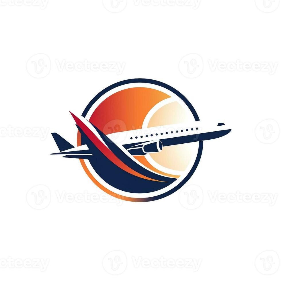 AI generated emblem logo of airplane. Generative AI photo