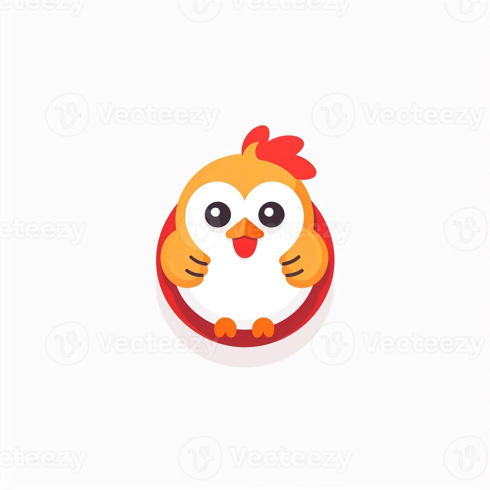 AI generated cute chicken logo. Generative AI photo