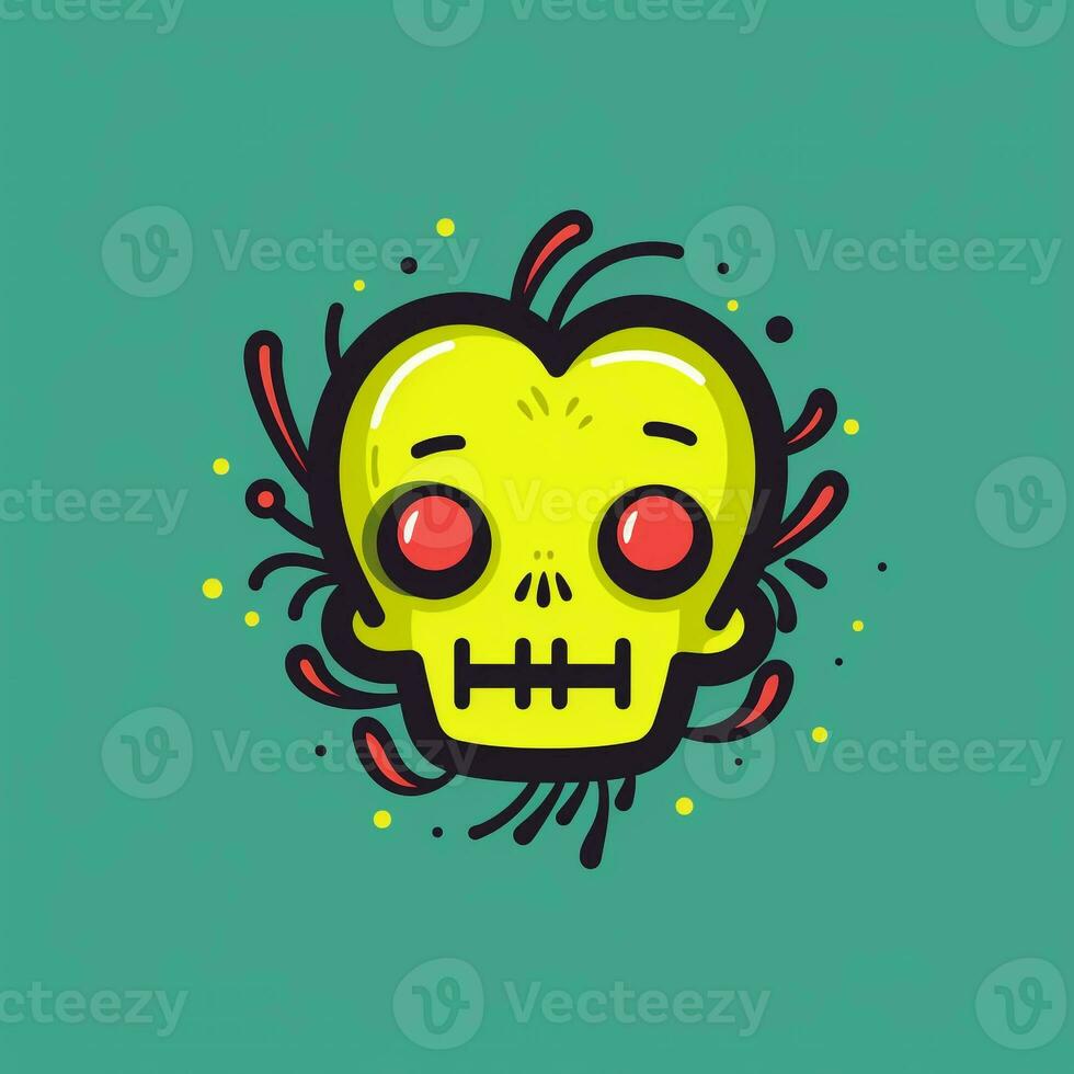 AI generated cute zombie logo. Generative AI photo