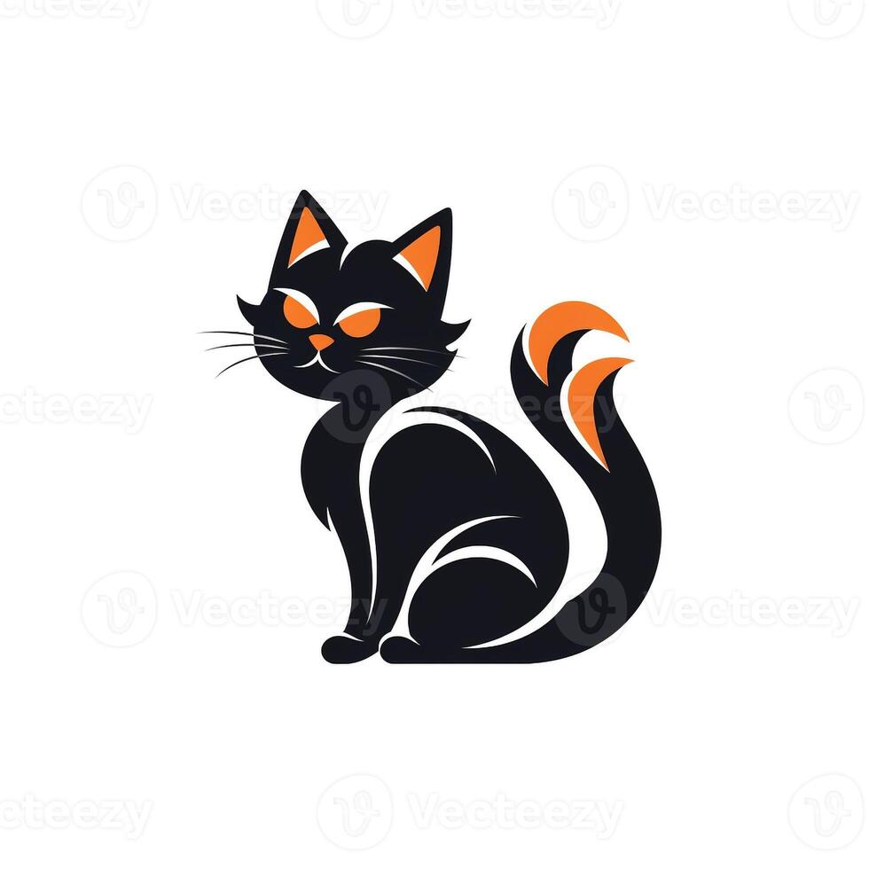 AI generated cartoon logo of a cat. Generative AI photo