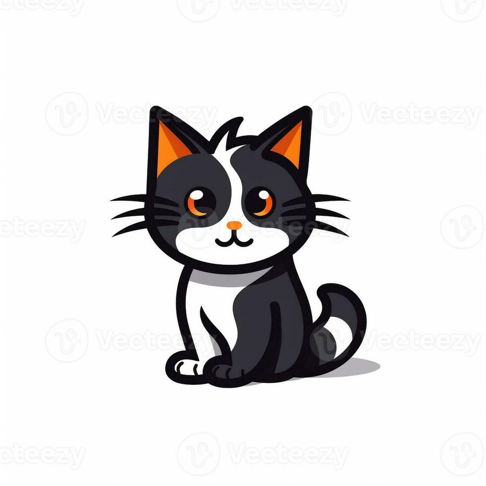 AI generated cartoon logo of a cat. Generative AI photo
