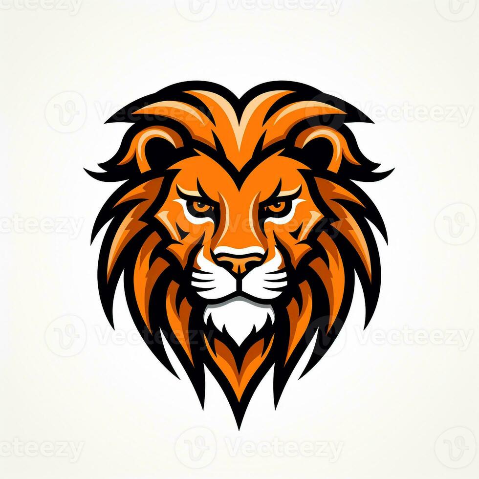 AI generated cartoon logo of a lion head. Generative AI photo