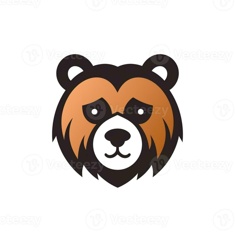 AI generated cute bear head logo. Generative AI photo