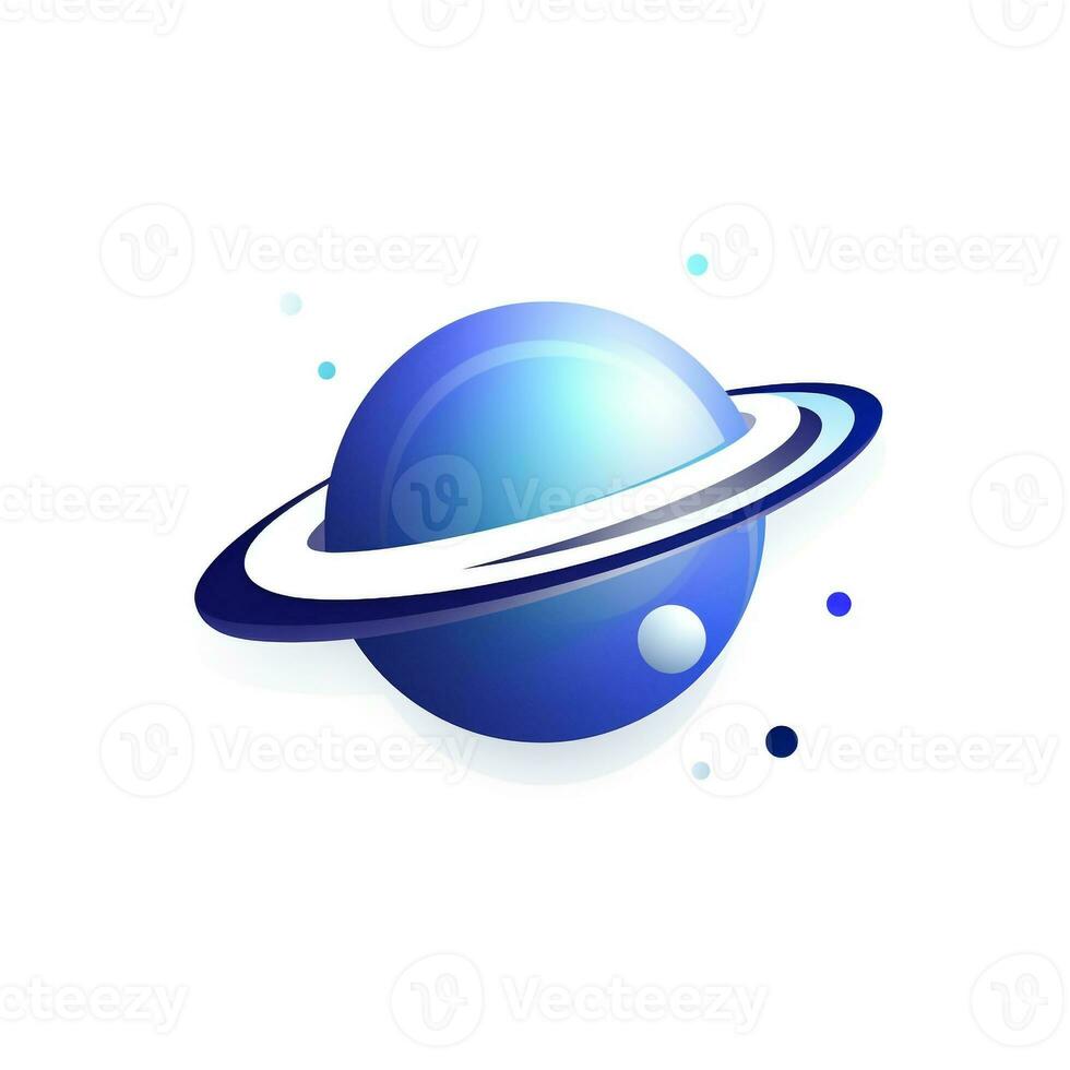 AI generated abstract logo of planet in blue. Generative AI photo