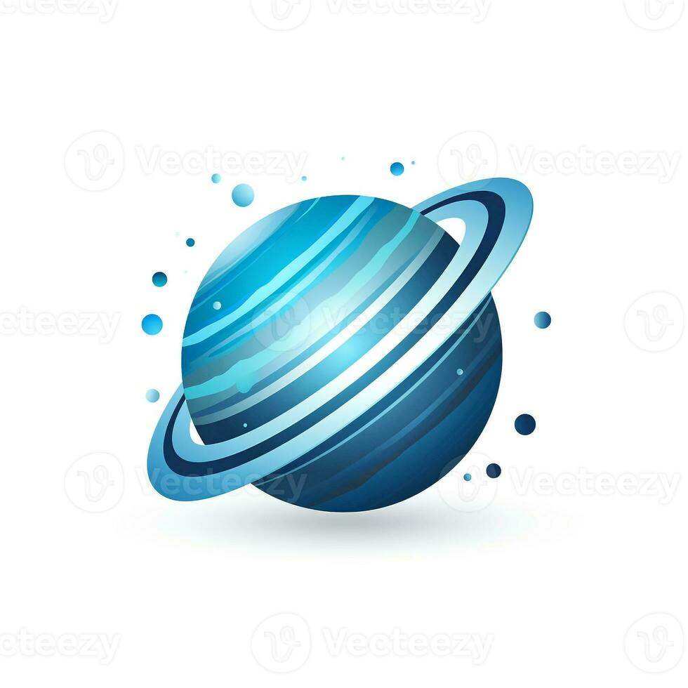 AI generated abstract logo of planet in blue. Generative AI photo