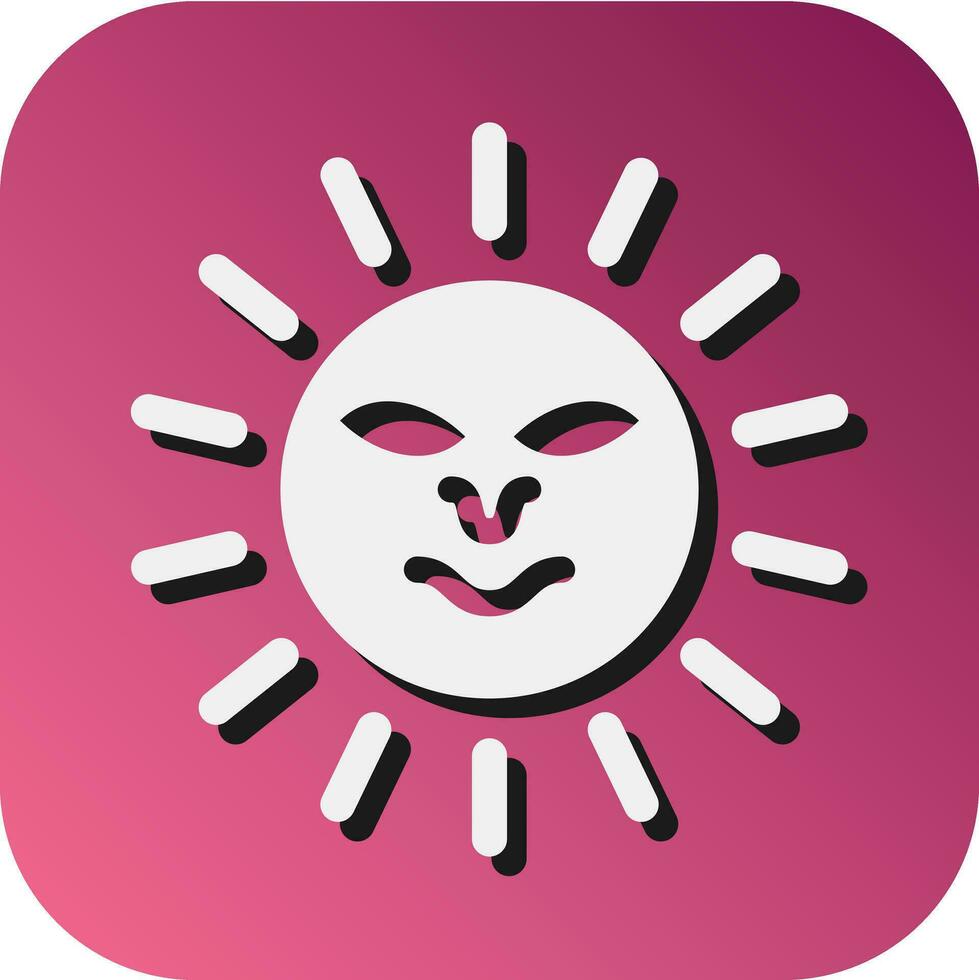 Sun With Face  Vector Glyph Gradient Background Icon For Personal And Commercial Use.