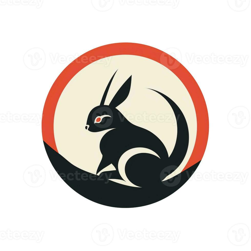 AI generated a retro logo of a rabbit. Generative AI photo