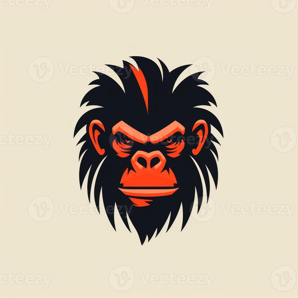 AI generated A retro logo of a gorilla head. Generative AI photo