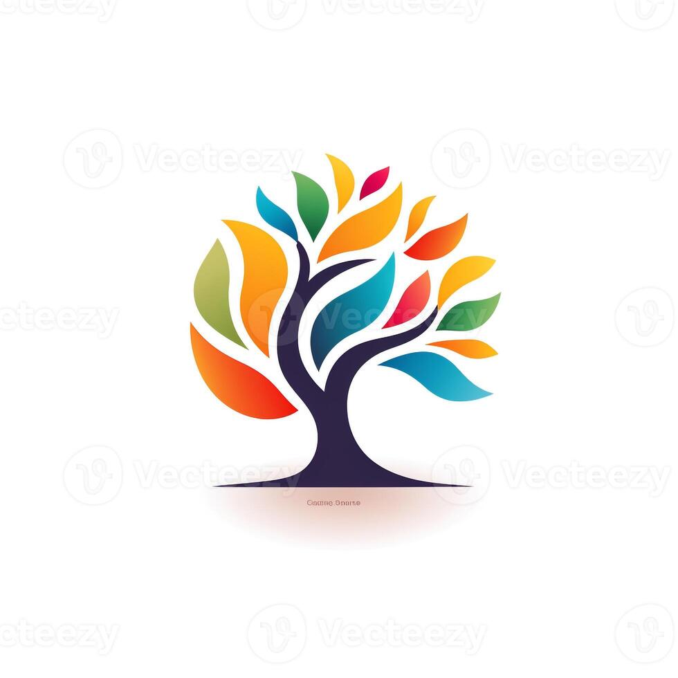 AI generated a vibrant logo of a tree. Generative AI photo