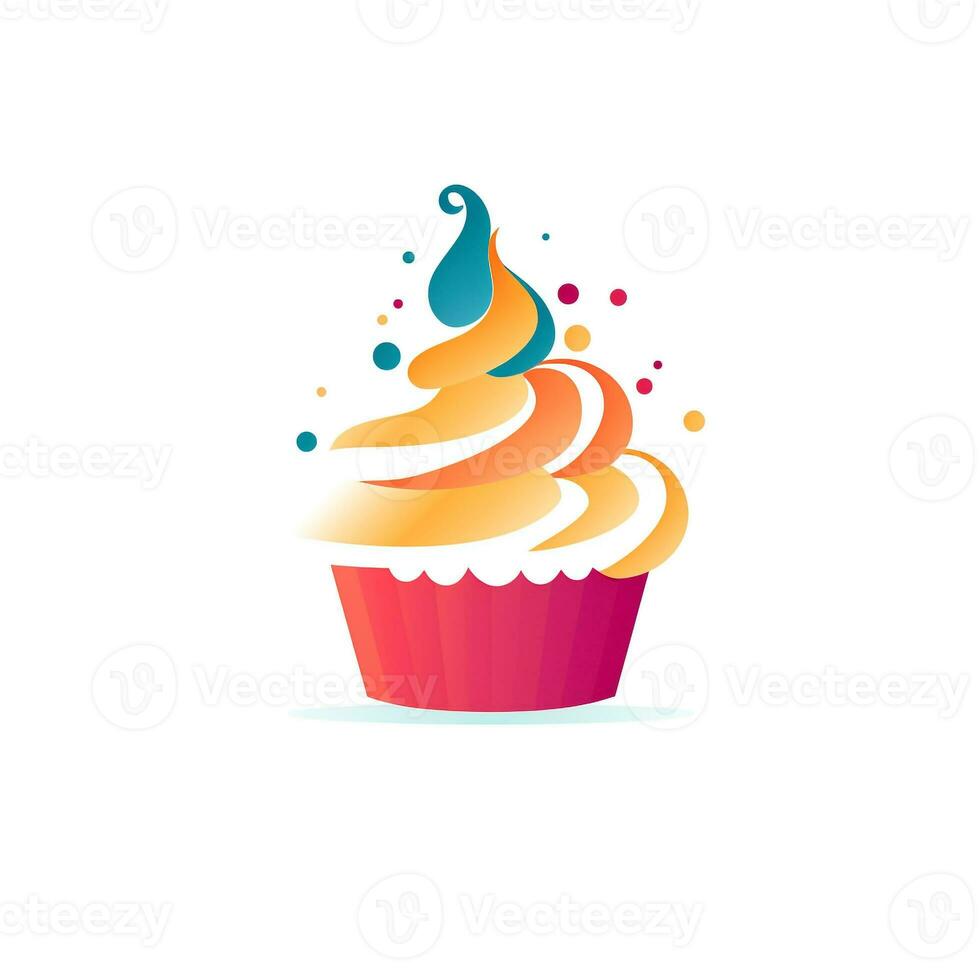 AI generated abstract logo of a cupcake. Generative AI photo