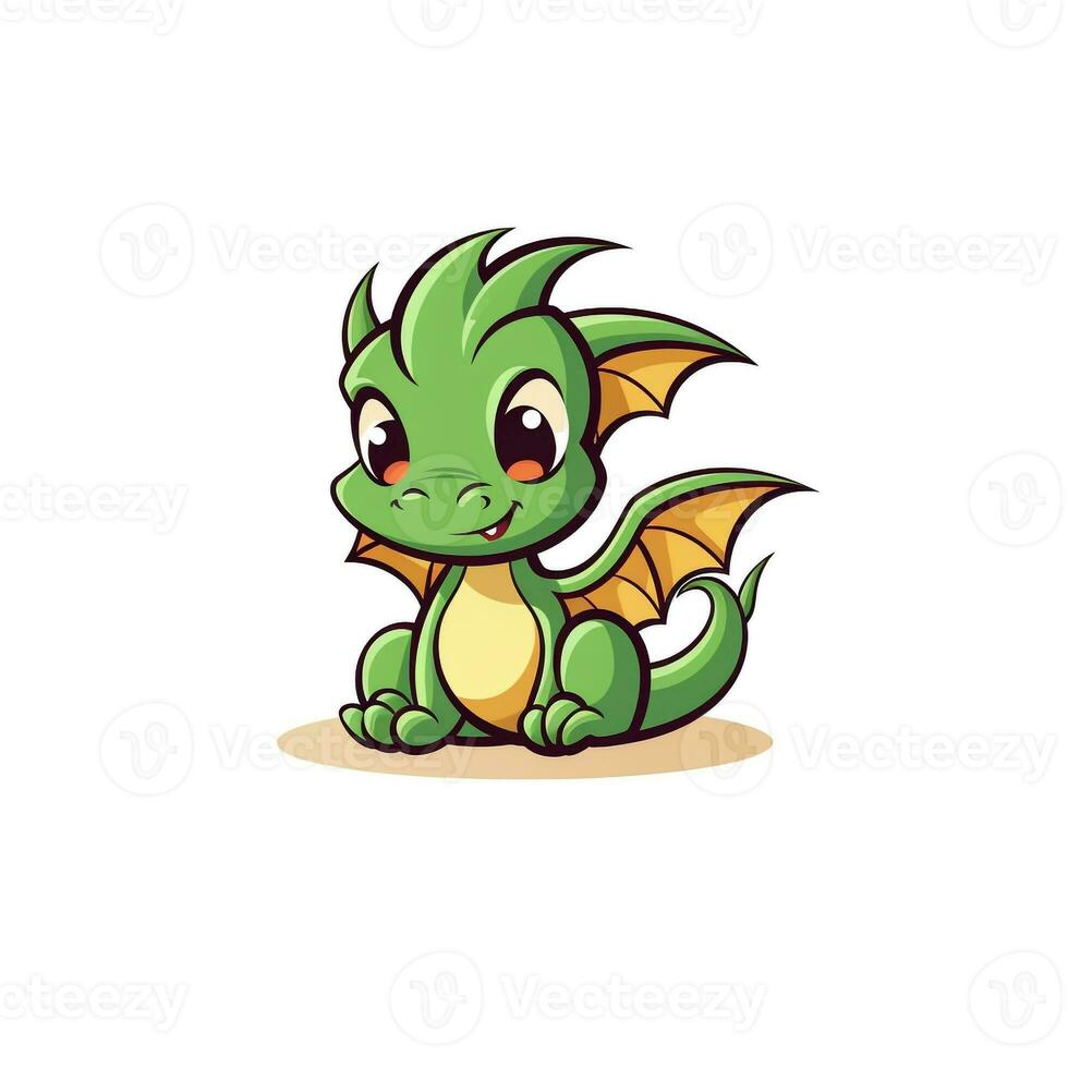 AI generated cartoon logo of a dragon. Generative AI photo