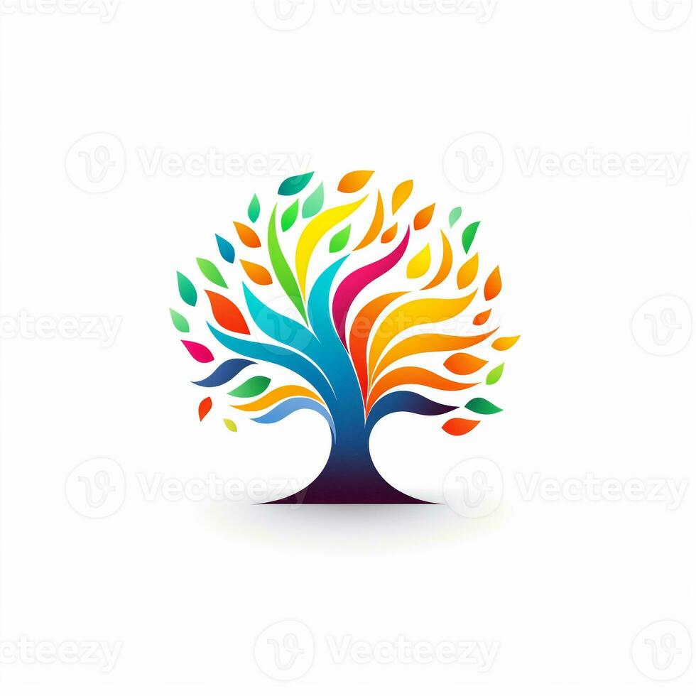 AI generated a vibrant logo of a tree. Generative AI photo