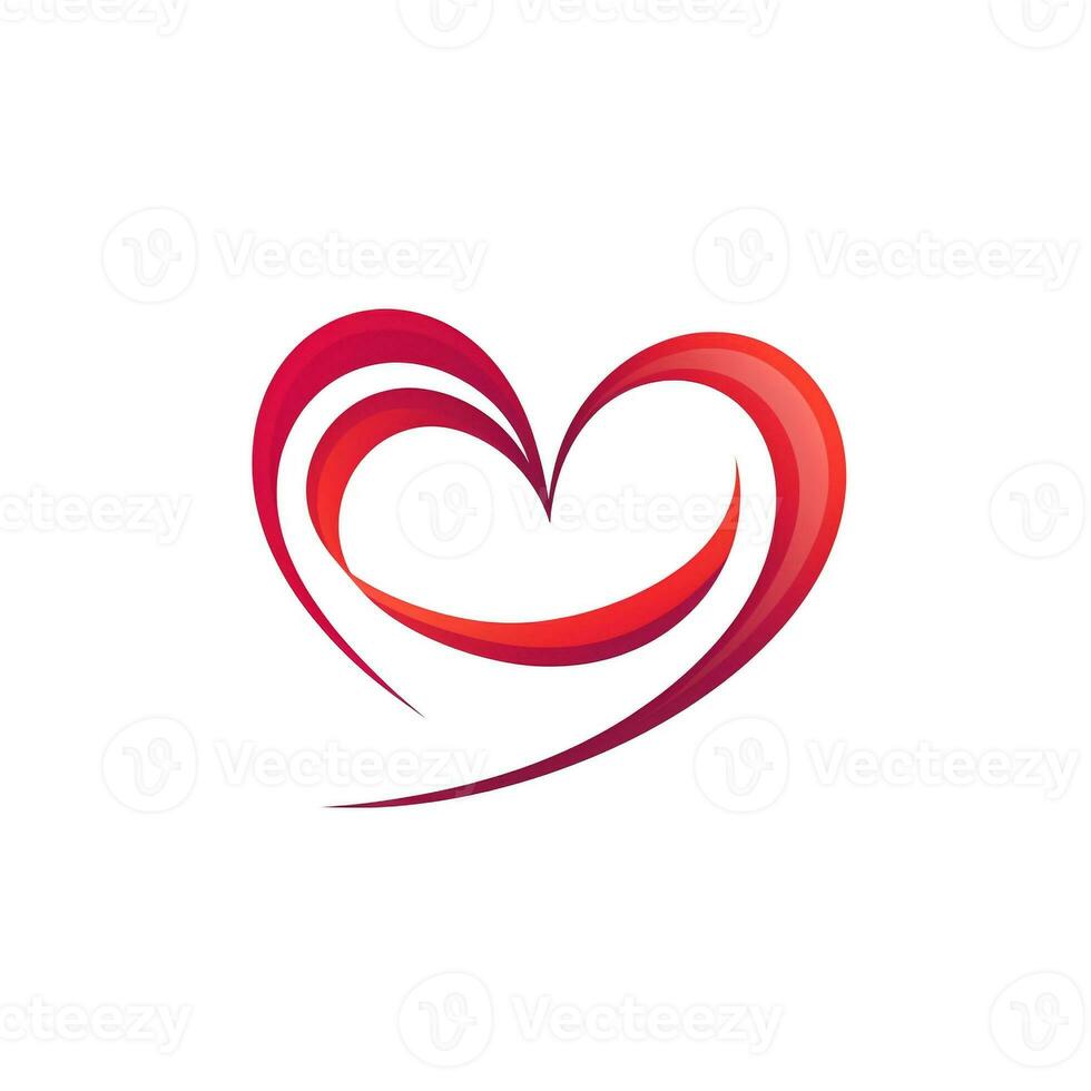 AI generated cartoon logo of a heart. Generative AI photo