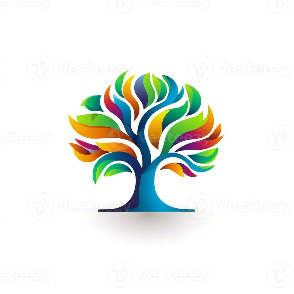 AI generated a vibrant logo of a tree. Generative AI photo