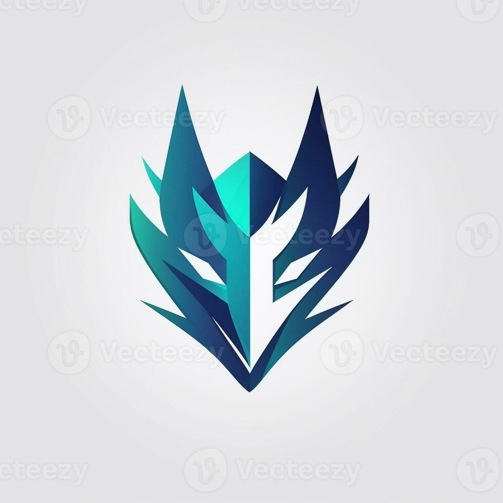 AI generated a futuristic logo of a wolf head. Generative AI photo