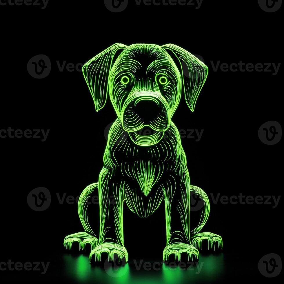 ai generado un mascota logo presentando un perro en verde neón. generativo ai foto