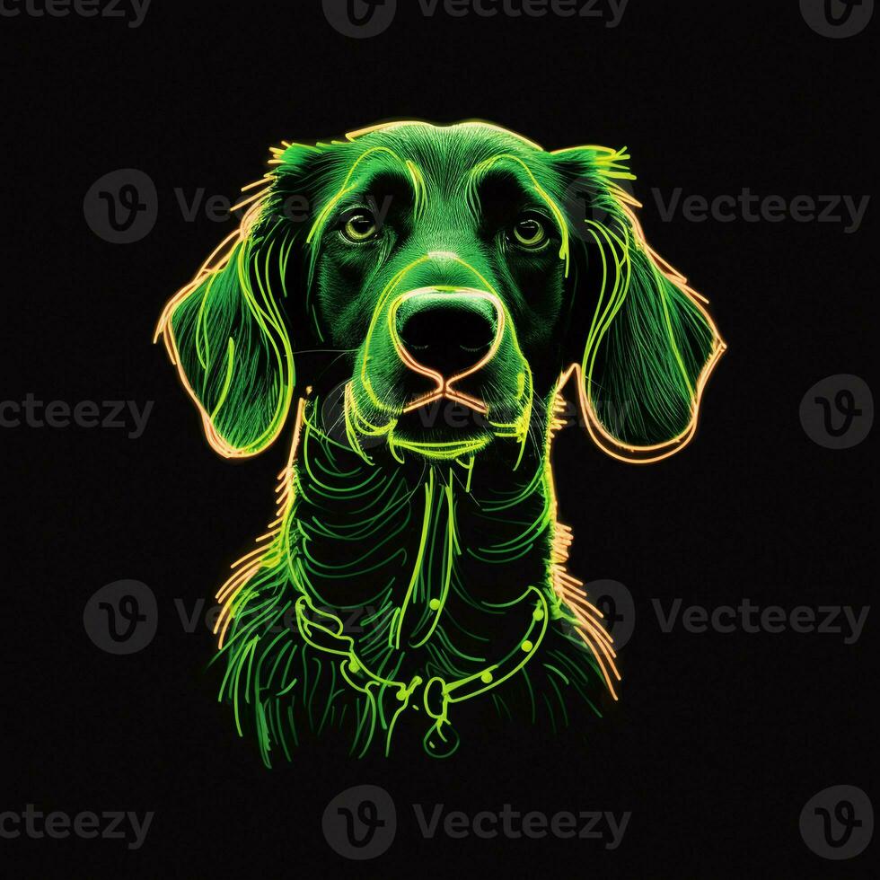 ai generado un mascota logo presentando un perro en verde neón. generativo ai foto