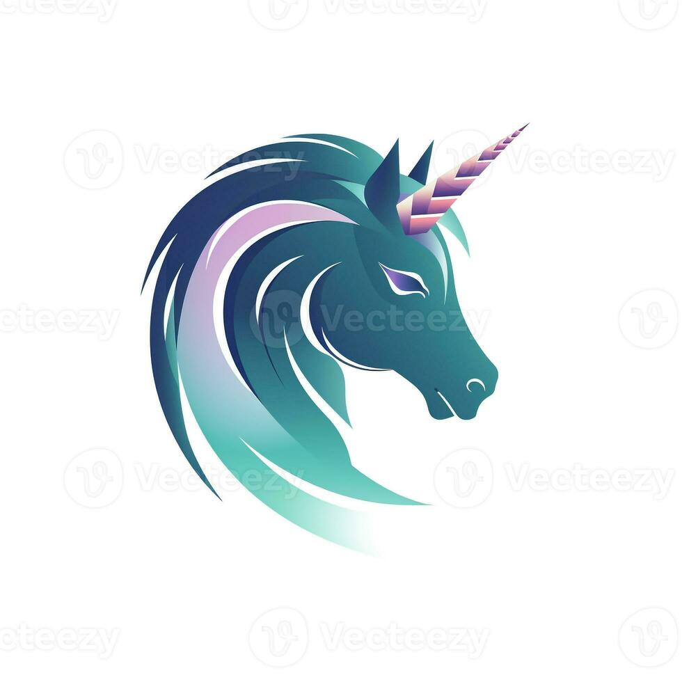 AI generated a futuristic logo of a unicorn. Generative AI photo