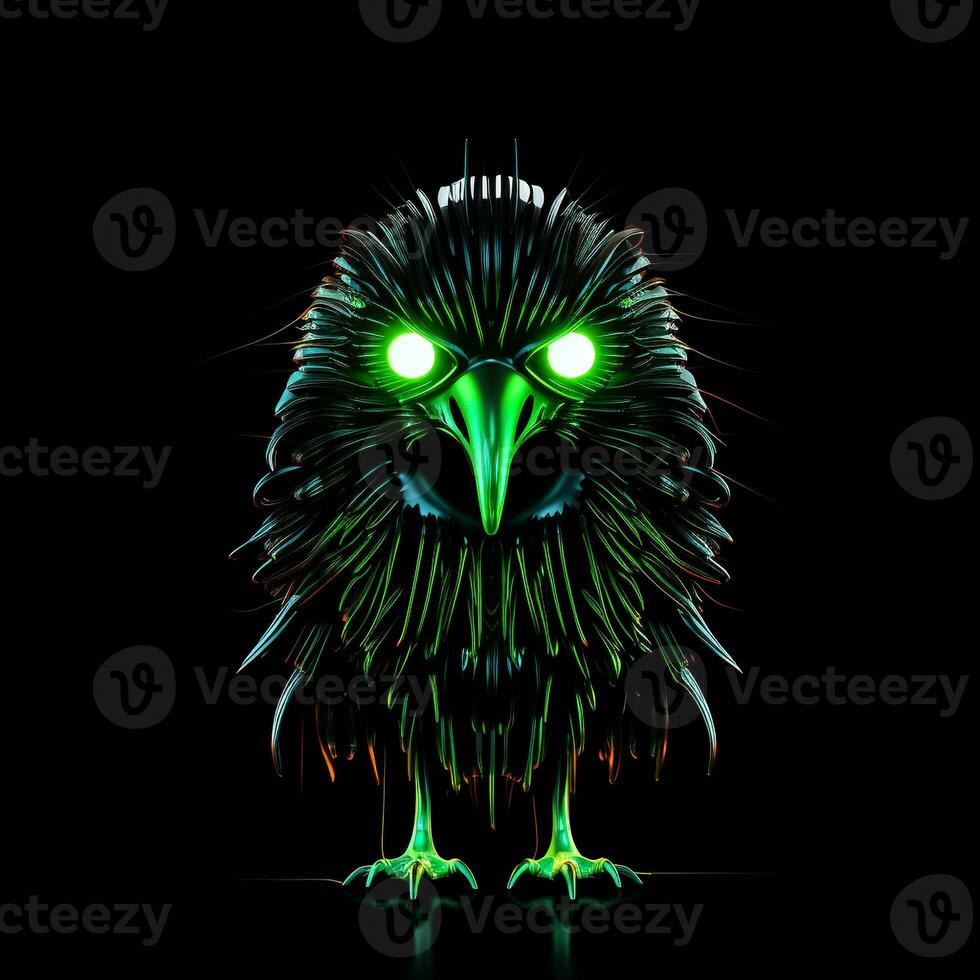 AI generated A mascot logo featuring a bird in green neon. Generative AI photo